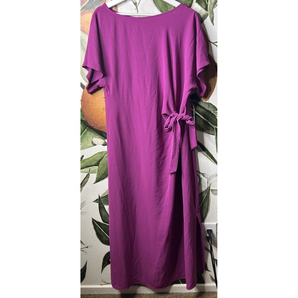 Vince Camuto XL Purple Side Tie Maxi Dress Short Sleeve NWT Msrp $119